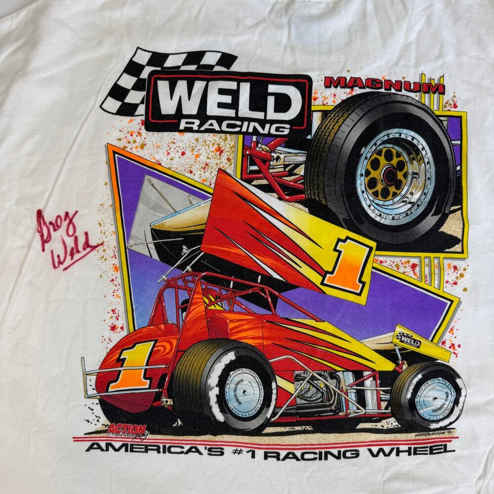 Vintage Weld Racing Shirt SIGNED Greg Weld Autographed Sprint Car Magnum Wheel
